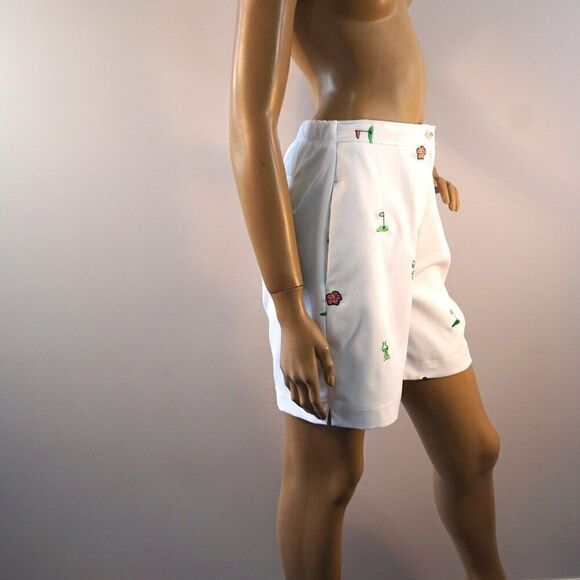 Coral Bay Golf Petites Shorts White Embroidered Golf Designs Size 6P - Picture 4 of 8